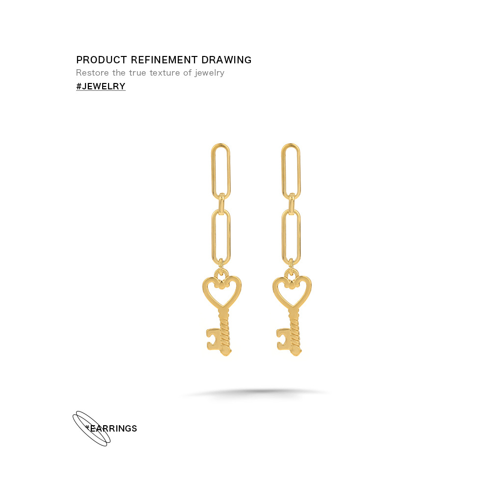 Fashion Key Stainless Steel Earrings Plating Stainless Steel Earrings
