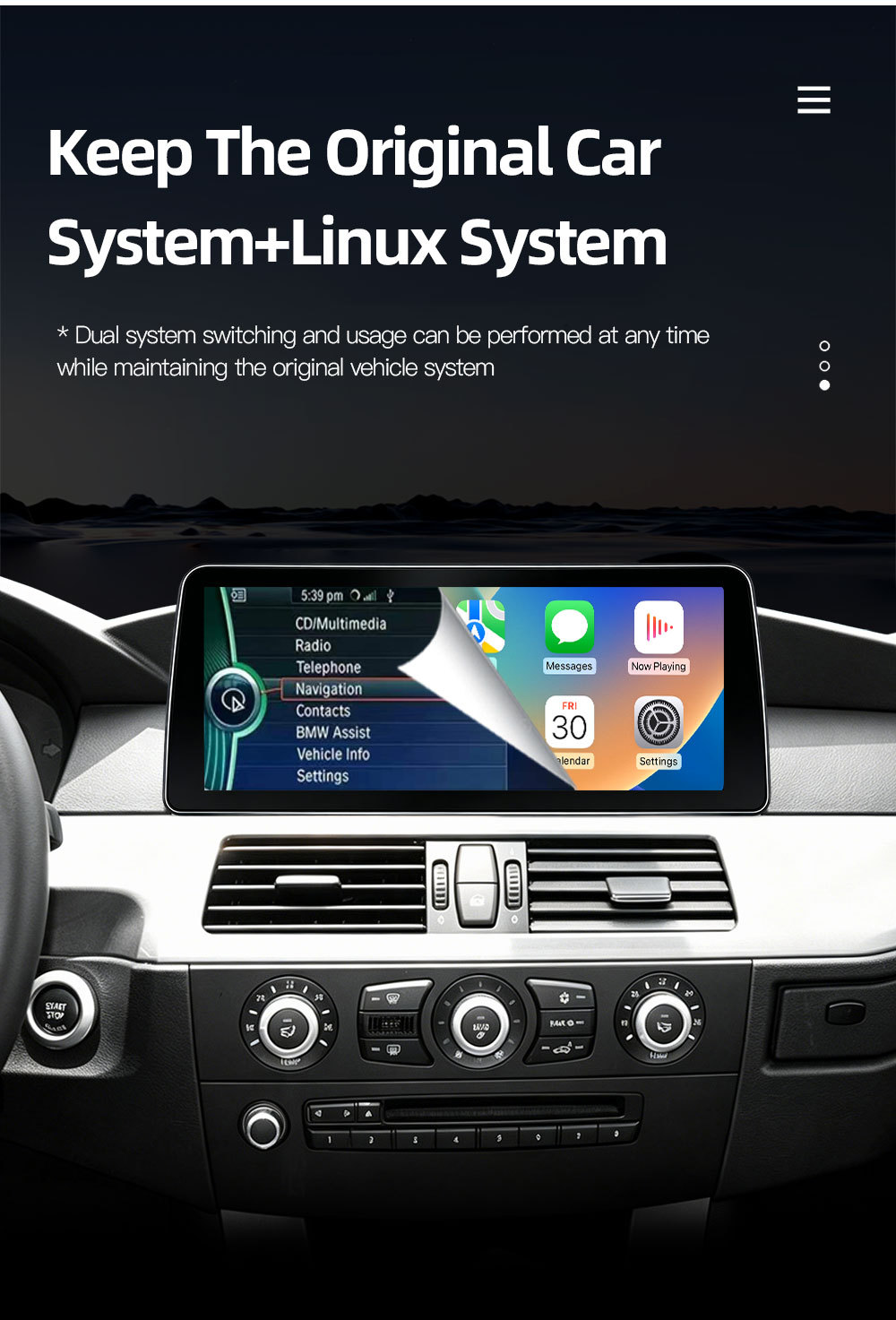 Suitable for BMW 5 Series E60 E61 E63 E64 car central control large screen navigation Carplay player