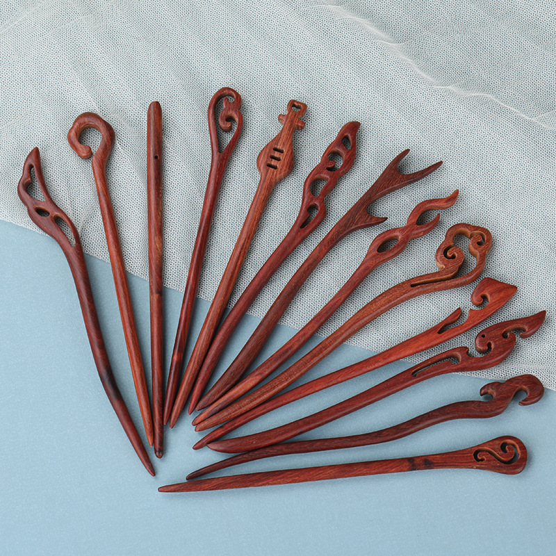Red Sandalwood Hairpin Antique Sandalwood Hairpin Simple Modern Red Sandalwood Hairpin Hanfu Hair Accessories Daily Cheongsam Hair