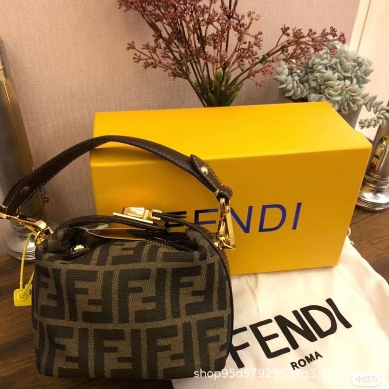 中古芬家vintage饭盒包FF老花枕头包mini单肩斜挎包手提化妆女包|undefined