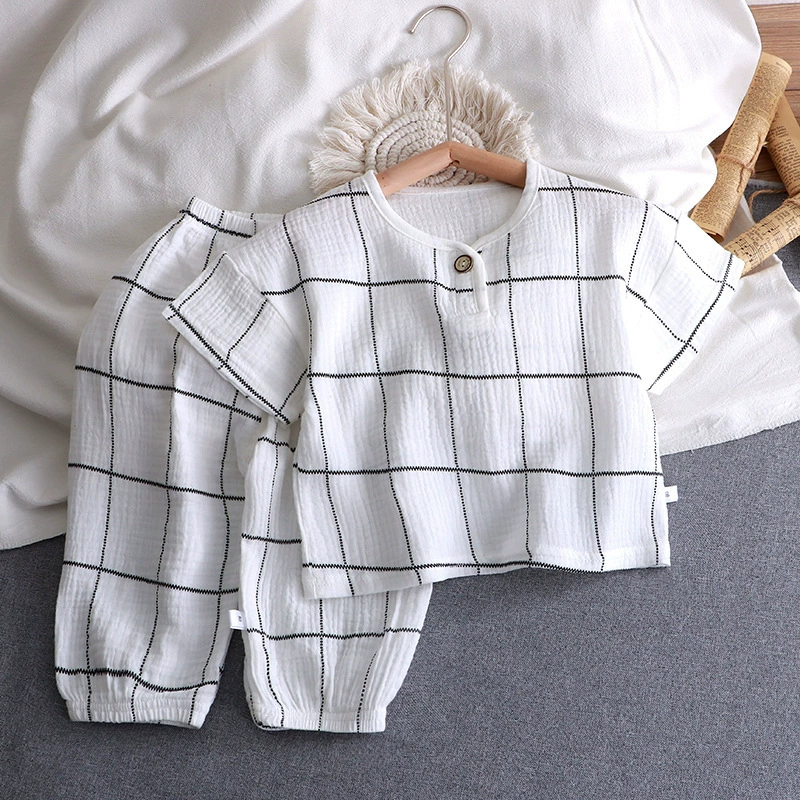 Children's summer thin set for boys, cotton gauze pijama, children's clothing