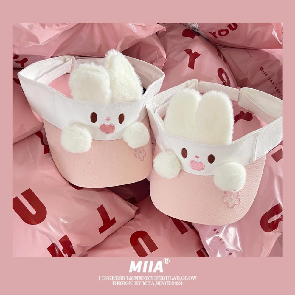 Sweet and Cute 3D Ears, Puppy Bunny, Summer Empty Top Children's Vacation Sunscreen Sun Hat, Sunshade Hat_voghion.com