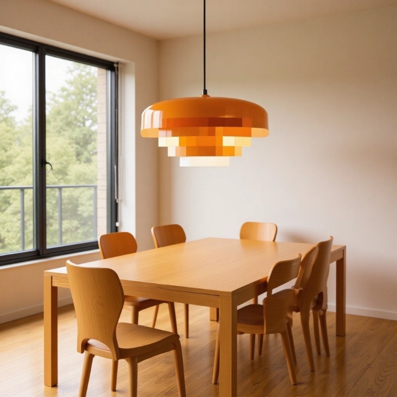 跨境热卖橘色北欧侘寂餐厅灯北欧餐桌饭厅创意吧台中古家居桔吊灯
