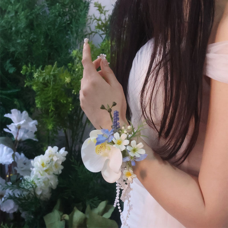 韩版婚礼千鸟飞燕蝴蝶兰新郎新娘胸花感森系仙气别针襟花|undefined
