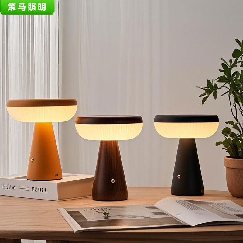 跨境蘑菇台灯设计师款餐厅小夜灯北欧简约卧室床头创意充电氛围灯|undefined
