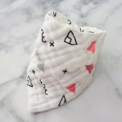 Thickened double snap button adjustable baby 8-layer cotton gauze cartoon bib cotton saliva napkin baby triangle towel