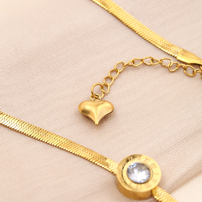 Luxurious Geometric Titanium Steel Plating Zircon Necklace