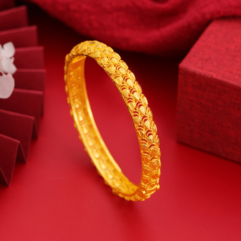 Hueco de la vendimia pulsera tallada pulsera de oro de vietnam joyería de la escala del dragón de las mujeres exquisito todo fósforo de estilo antiguo de suministro directo de fábrica