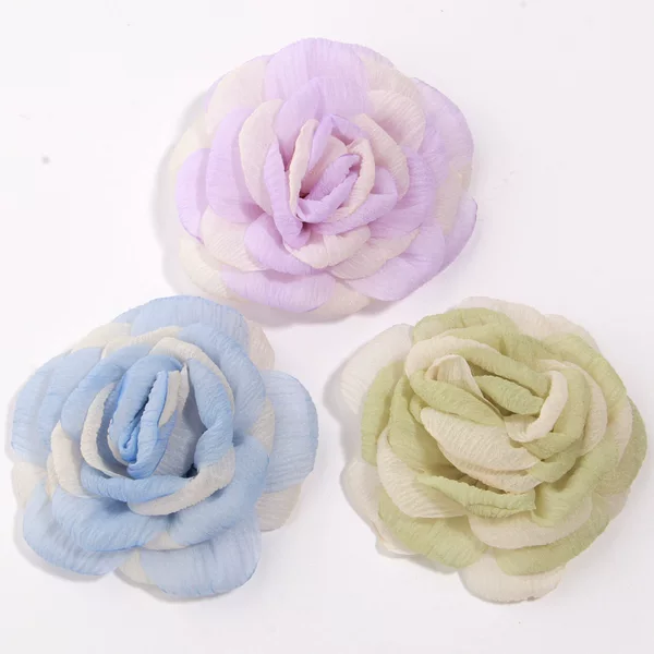 8cm silk crinkled two-tone three-dimensional rose fabric accessory for handmade DIY hair accessories, corsages, and clothing accessories