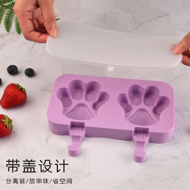 Molde de helado de silicona de verano helado molde de helado de dibujos animados molde de helado creativo con cubierta molde con palo