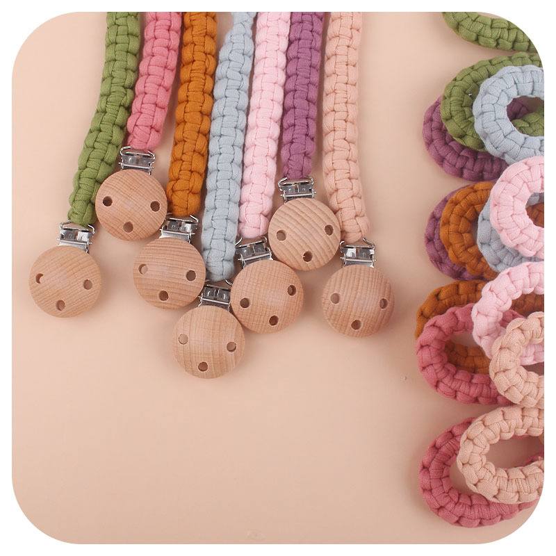 Bebé suministros Haya pezón clip DIY bebé creativo hecho a mano algodón tejido pezón cuerda anti-gota cadena
