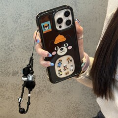 かわいい大きな顔の吉利猫 iPhone17/Apple16ProMax/15/14対応 携帯ケース チェーン付き 高級感 小众