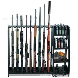 室内木制立式步枪架可调节高度家居车库枪支展示架木制猎枪存储架
