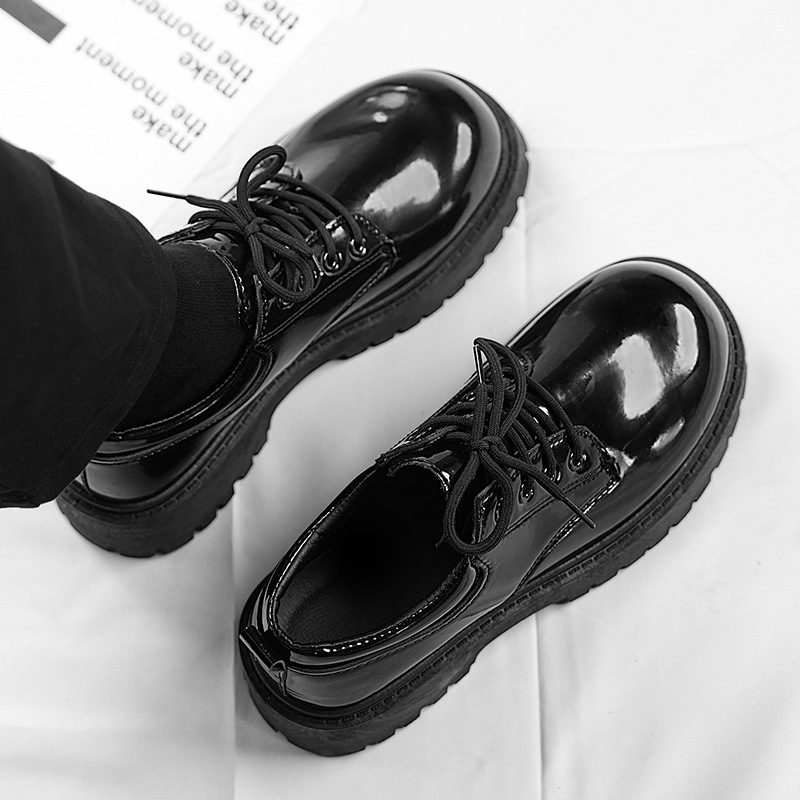 Nuevos zapatos de cuero para hombres de otoño vestido de negocios británico derby gran cabeza casual piel clara cara brillante negro puro zapatos de desfile