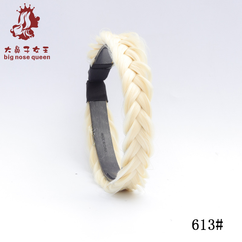 Internet celebridad moda Fishbone trenza desordenada peluca natural mujer trenzada Twist trenza diadema dentada antideslizante pelo presionando diadema