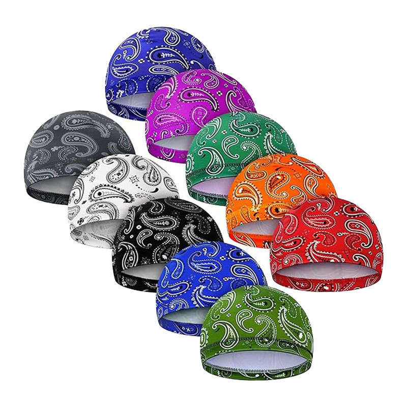 Outdoor cycling printed cap, breathable, sweat-absorbing, quick-drying sports soft cap, motorcycle and construction site safety helmet liner cap