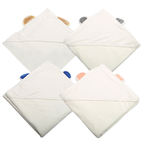 3D Ear-Shaped Bamboo Fiber Baby Blanket for Mother and Baby, Water- Absorbent Quick-Dry with Cap, Bath Towel