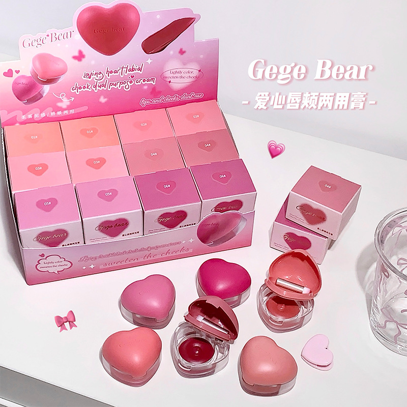 Gogo Bear Love Lip and Cheek Cream, un lápiz labial transparente, un lápiz labial transparente, un lápiz labial blanco y suave.