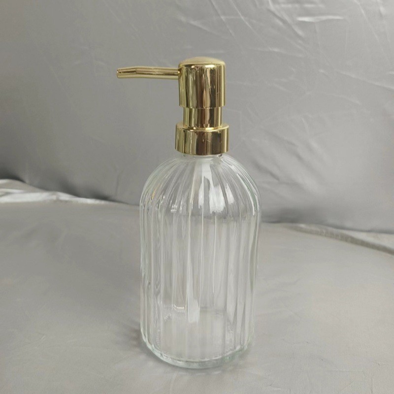 El fabricante suministra 420ml de desinfectante de manos, botella de vidrio transparente de color de patrón vertical cuadrado, botella de desinfectante de manos, vidrio