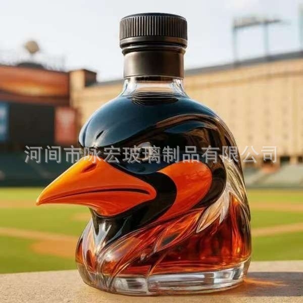 跨境新款莺头装饰摆件动物泡酒瓶高硼硅玻璃动物酒瓶威士忌酒瓶|undefined