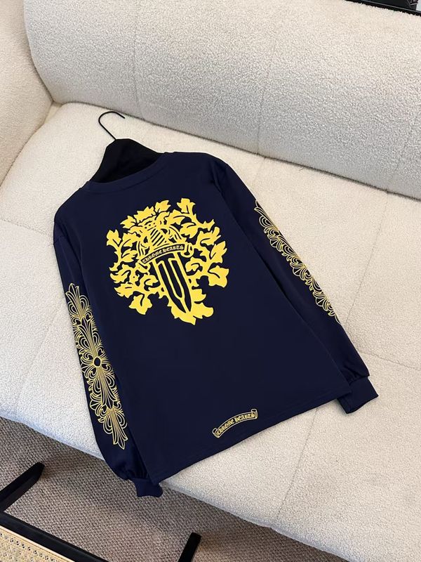 高版本~25早秋新款复古梵文宝剑印花口袋撞色长袖T恤宽松休闲上衣|undefined