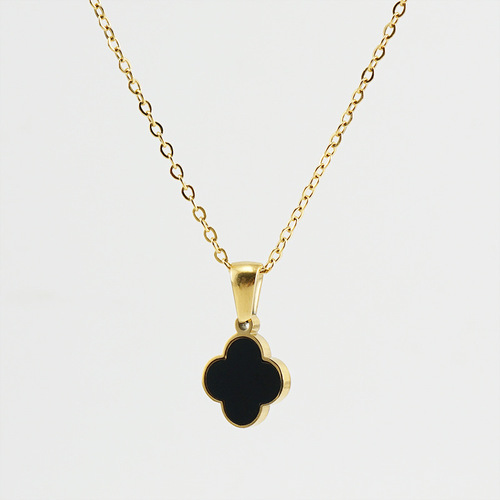 Cross-border European and American stainless steel lucky four-leaf clover set for women titanium steel golden shell necklace earrings jewelry wholesale