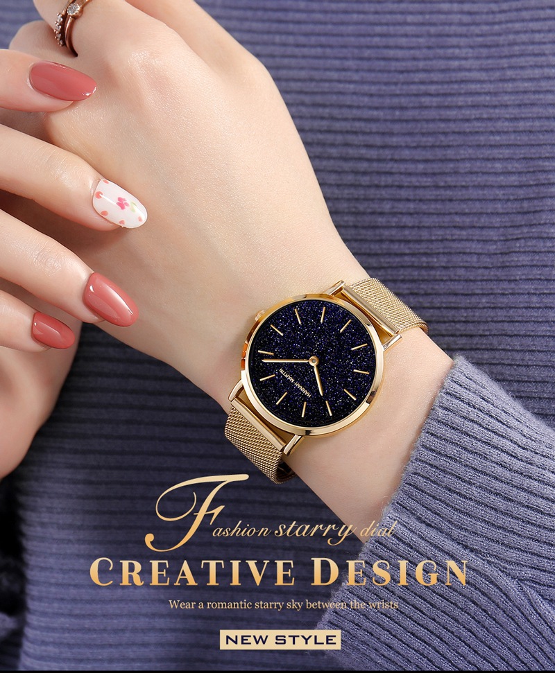 Uhrwerk Quarzuhr Sternenhimmel Damenuhr Lässige Gürteluhr Damen_voghion.com