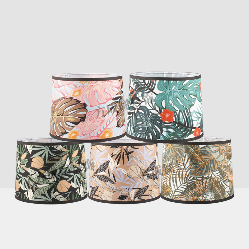 Pantalla de tela de selva tropical transfronteriza, lámpara de pie de viento nórdico, accesorios de lámpara, cubierta de carcasa, stock al por mayor