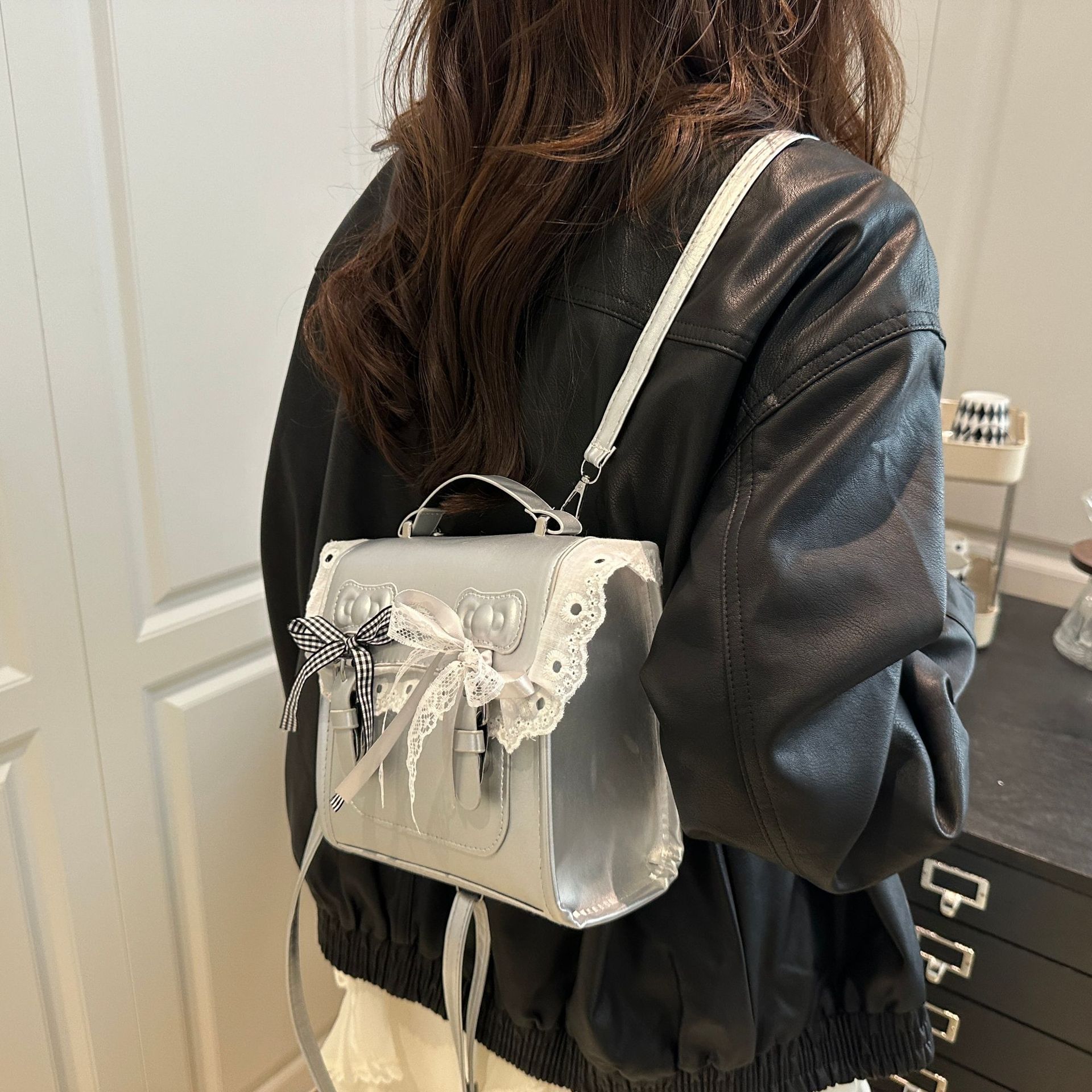 Coreano estilo de viento de encaje encantador mochila de hombro de estudiantes de alta calidad mochila de personalidad casual dulce image 4