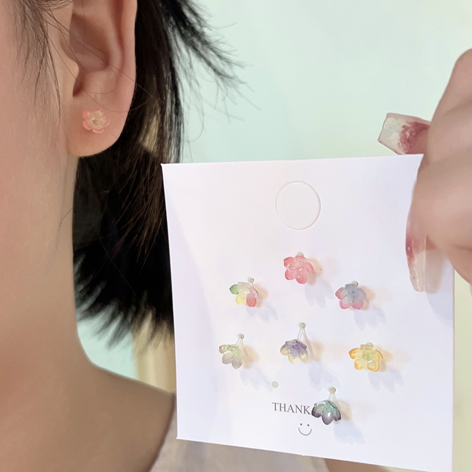 1 Set Fairy Style Sweet Flower Butterfly Arylic Ear Studs display picture 1