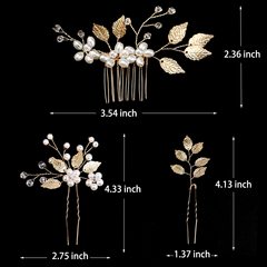 クロスボーダー髪飾り金葉真珠花手作りヘアピンセット結婚アクセサリー貴気盤髪飾り