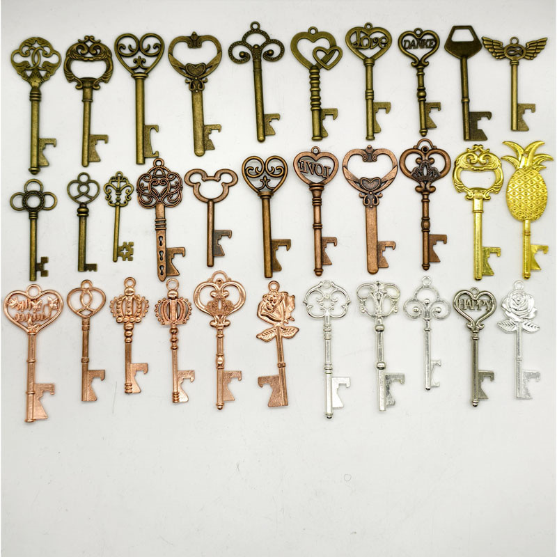 Cross-Border Hot Selling Retro Bottle Opener Keychain DIY Jewelry Key Bottle Opener Wedding Creative Gift Souvenir