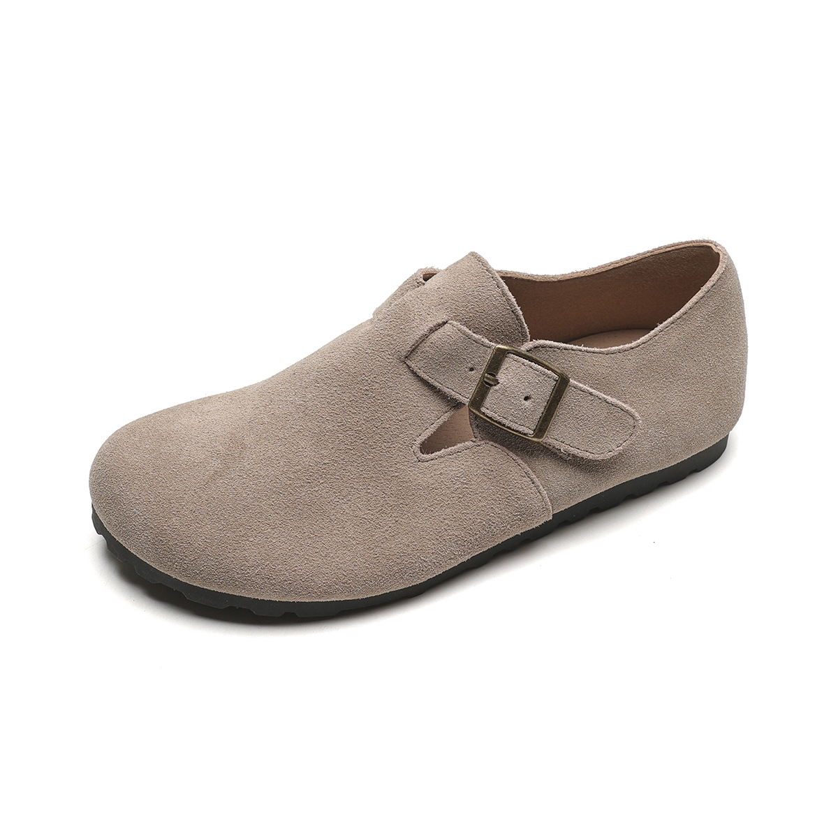 Versión de cuero de vaca ~ Bocken zapatos para mujeres 2025 nuevo aumento de altura un pedale de suela gruesa para usar zapatos de primavera y otoño medio calentamiento zapatillas
