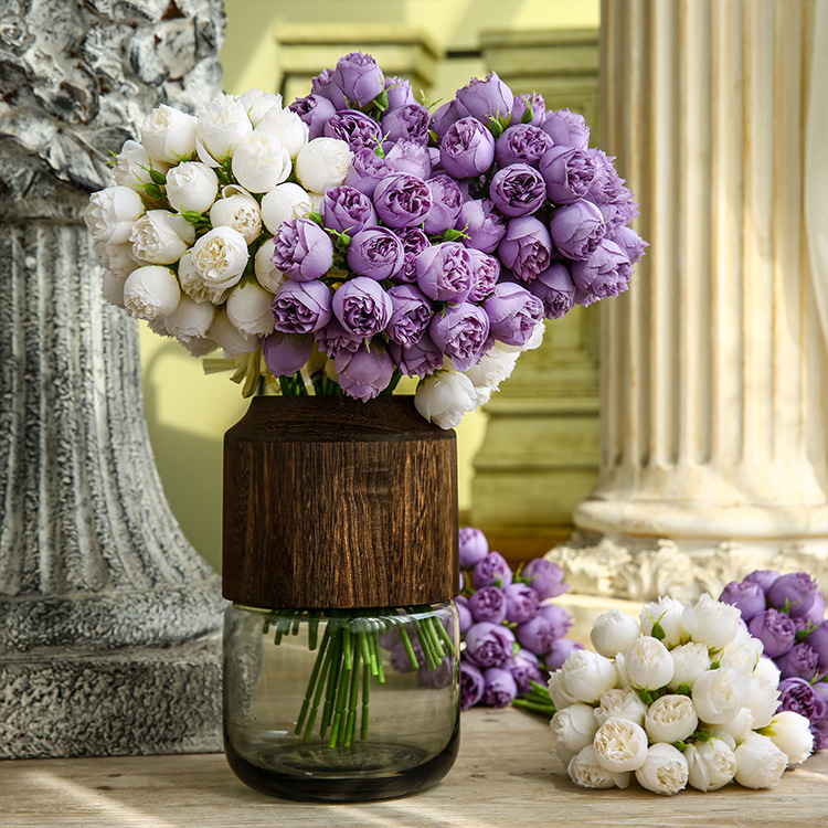 Simulation flower fake flowers retro handle hiking home layout living room bedroom decoration 27 rose peony