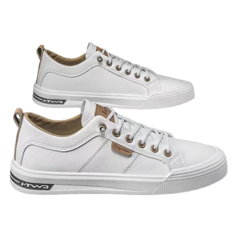 Zapatos de los hombres de cuero de súper soldadura verano transpirable 2024 Nuevo estilo coreano de moda todo partido deportivo casual zapatillas blancas zapatos de moda
