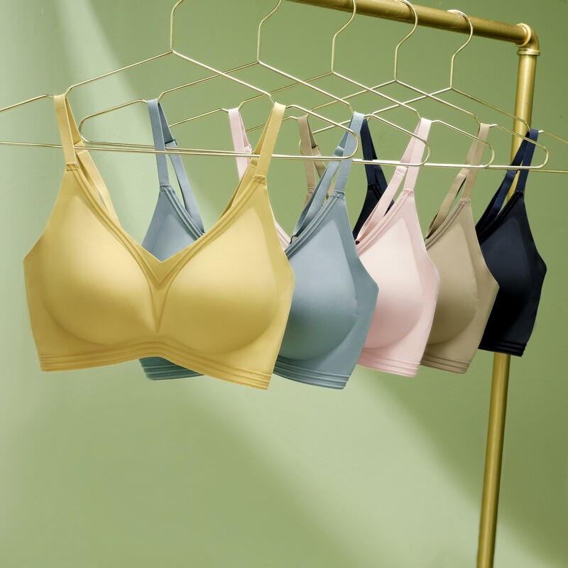 Latex Underwear Flocking Nourishing Rimless Sling Sling Push-up Sexy Comfortable Seamless Small Shoulder Strap Women's Bra