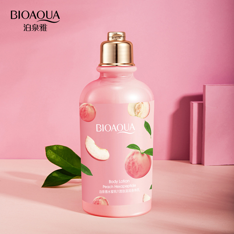 Boquanya melocotón loción corporal hidratante de seis péptidos hidratante suave y delicado color de la piel loción corporal de elevación