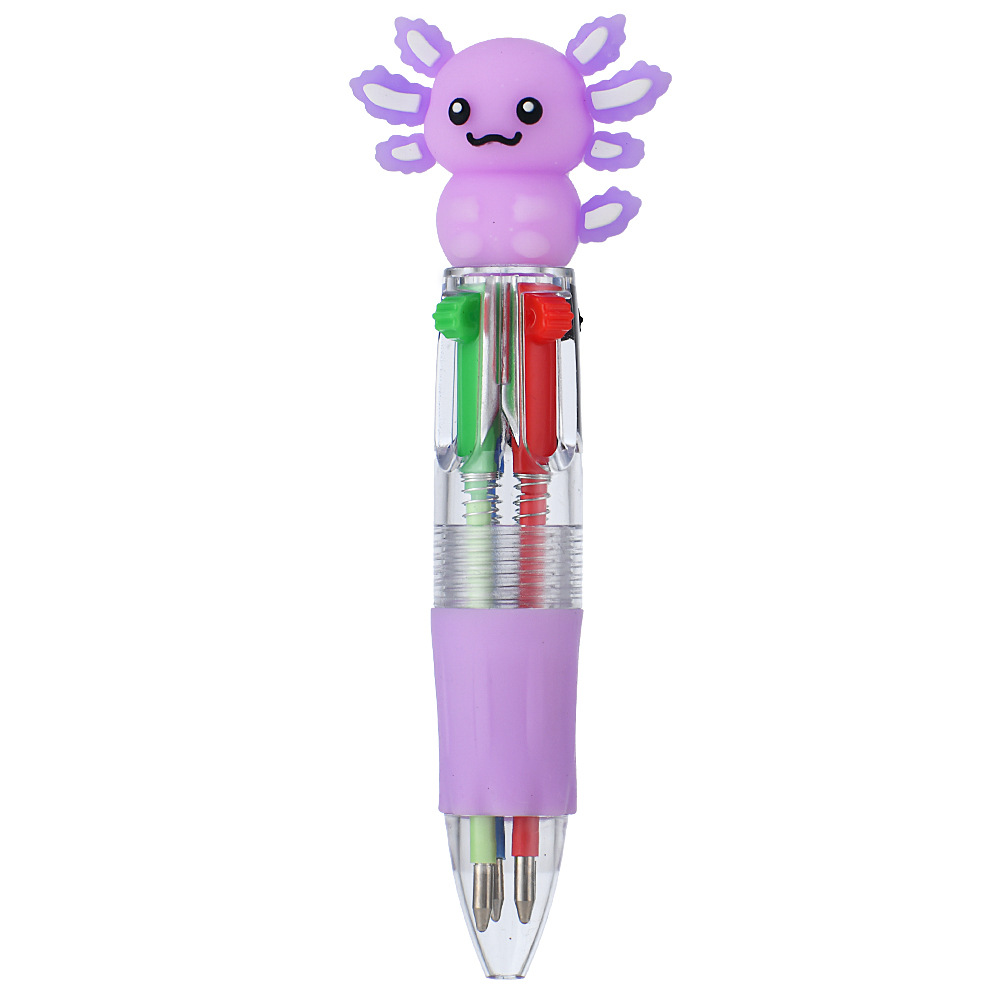 Transfronterizos lindos dibujos animados salamandra bolígrafo de cuatro colores mini bolígrafo de color bolígrafo de papelería regalo al por mayor