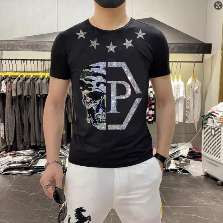 Philipp Pp Trendy Brand Philip Pule Popular Short-Sleeved Men's Round Neck T-Shirt Domineering Stylish High Quality