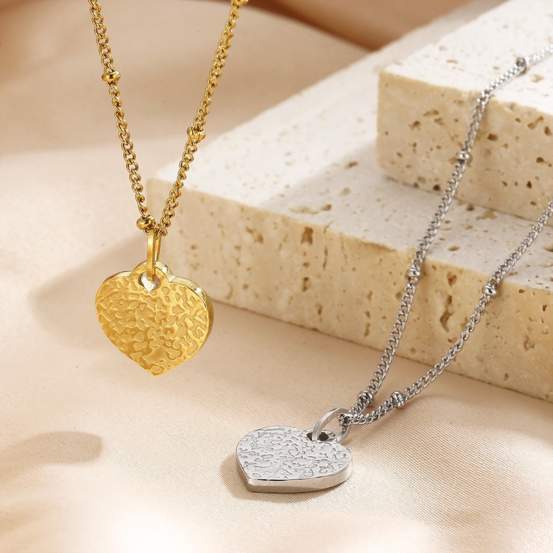 1 Piece Quantity PVD Coated 18K Gold Plated Heart Shape Titanium Steel Simple Style Waterproof Non Tarnish Titanium Steel Pendant Necklace