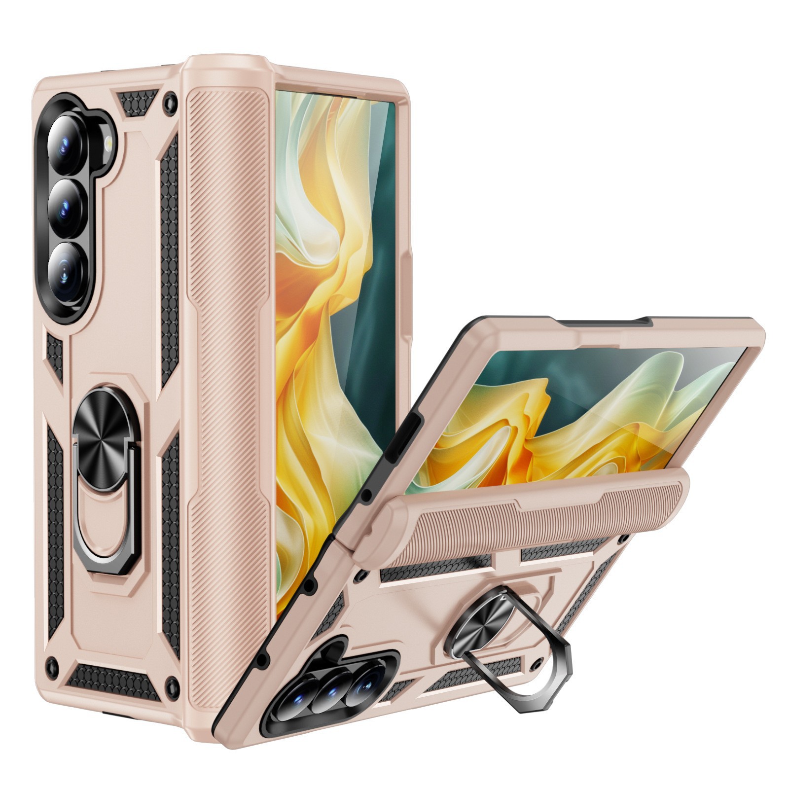 Cross-Border Compatible Samsung Fold7 Sergeant Shockproof Phone Case SAMFold6 Magnetic Fold4 Stand Protective Cover_voghion.com