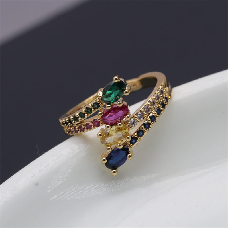 Fashion Butterfly Copper Rings Micro Inlay Zircon Copper Rings