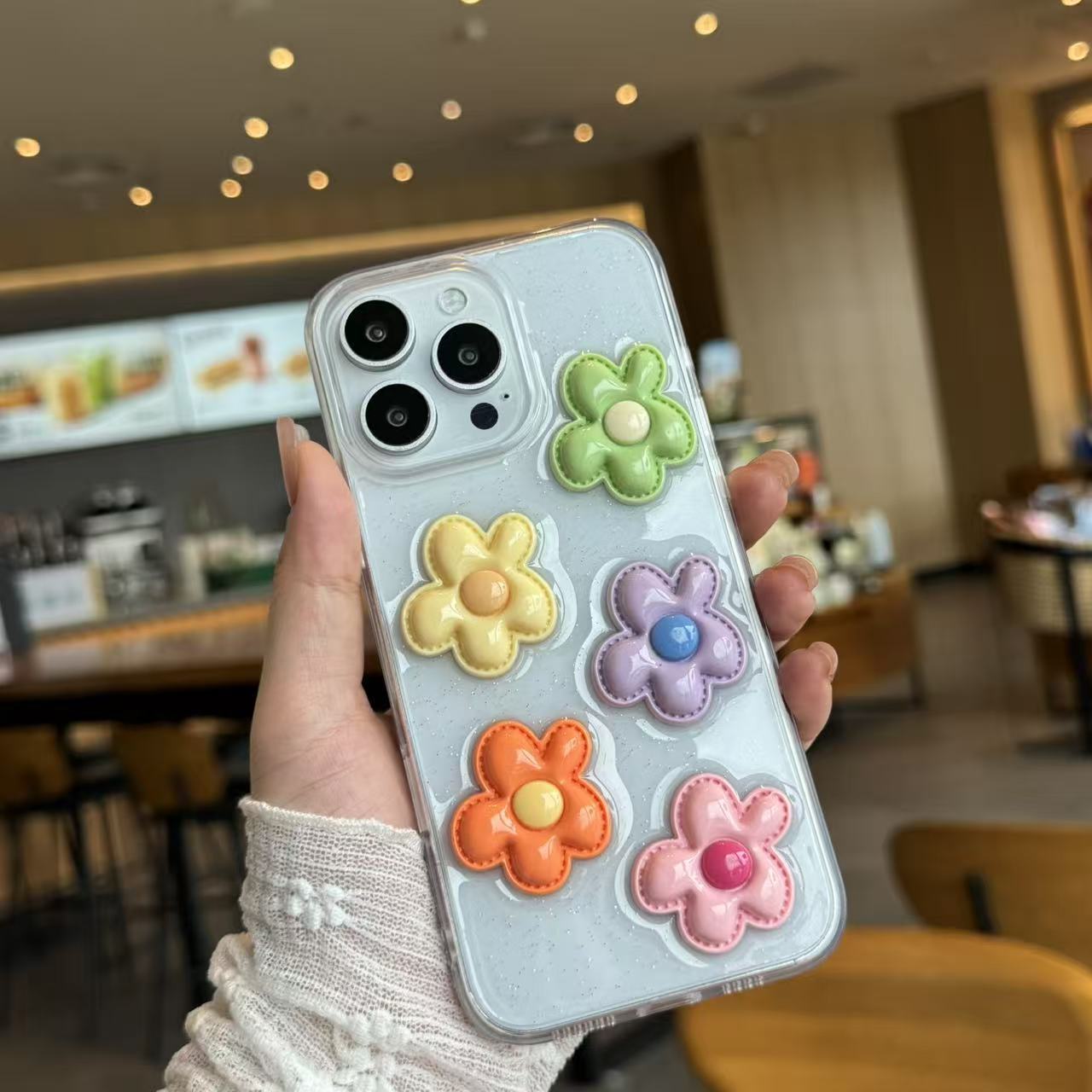 适用于苹果17promax手机壳iphone16pro糖果色花朵15/14新款保护套