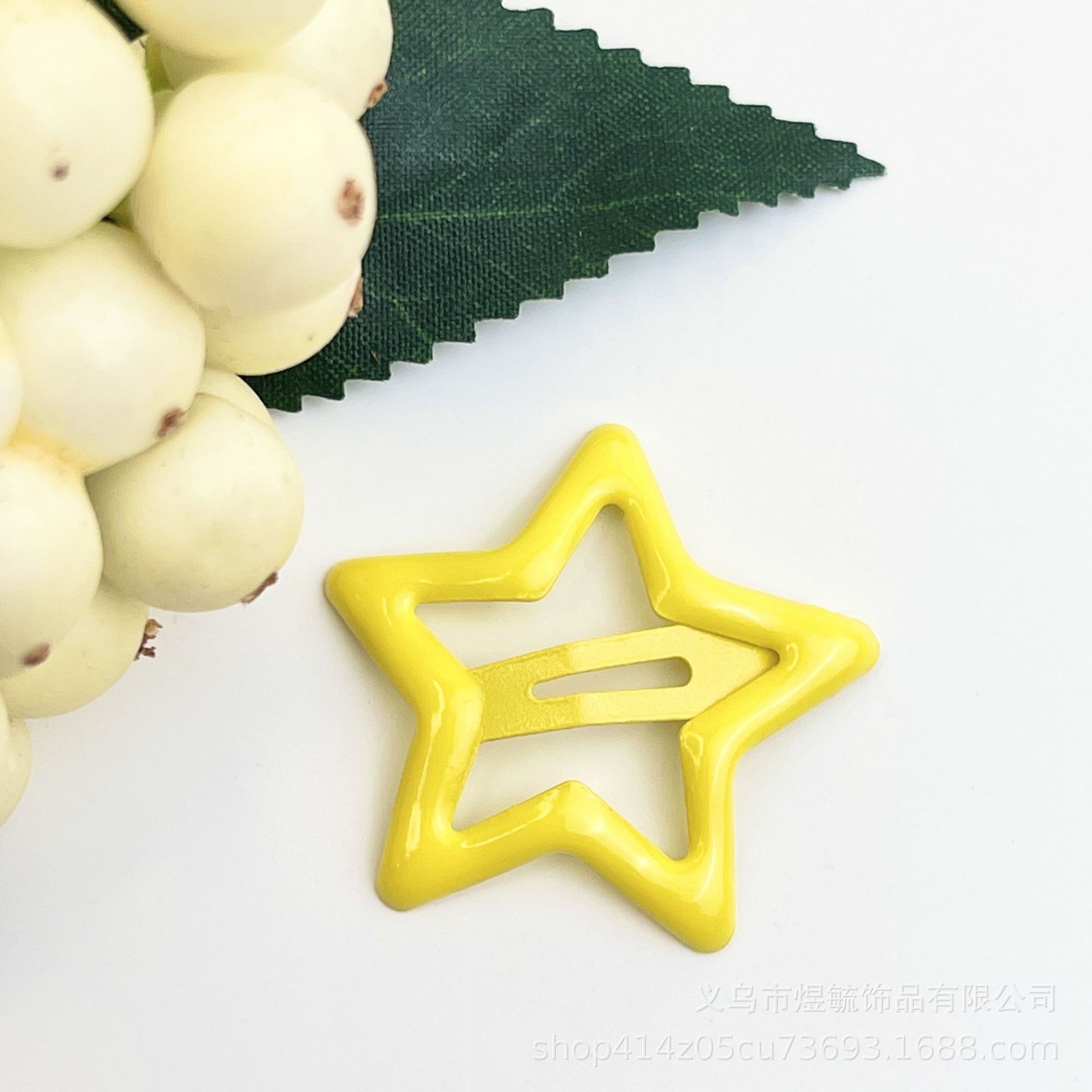 Color drop oil star clip 3.2cm yellow