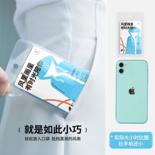 Time Card Raincoat Portable Disposable Palm Raincoat Full Body Protection Emergency Rainproof Transparent Wholesale Split