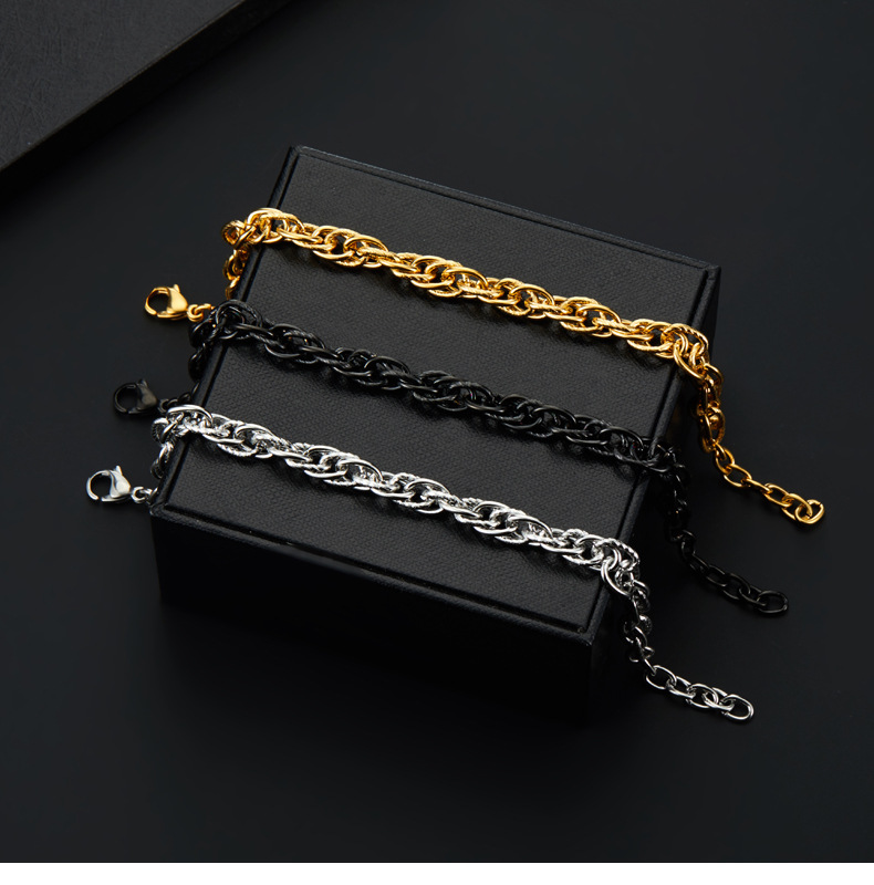 14g Weight Bracelets Classification 304 Stainless Steel Chain Material 1 Piece Quantity Holiday, Daily, Street Occasion 304 Stainless Steel Material Geometric Pattern Men's Gender Plating Design Punk Style Punk Geometric 304 Stainless Steel Plating Men's Bracelets Men's Chain Bracelets 11