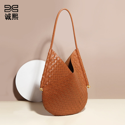 Vintage Large Capacity Parent-and-Child Shoulder Bag Handwoven Fashion Women's Handbag Casual Versatile Crossbody Tote