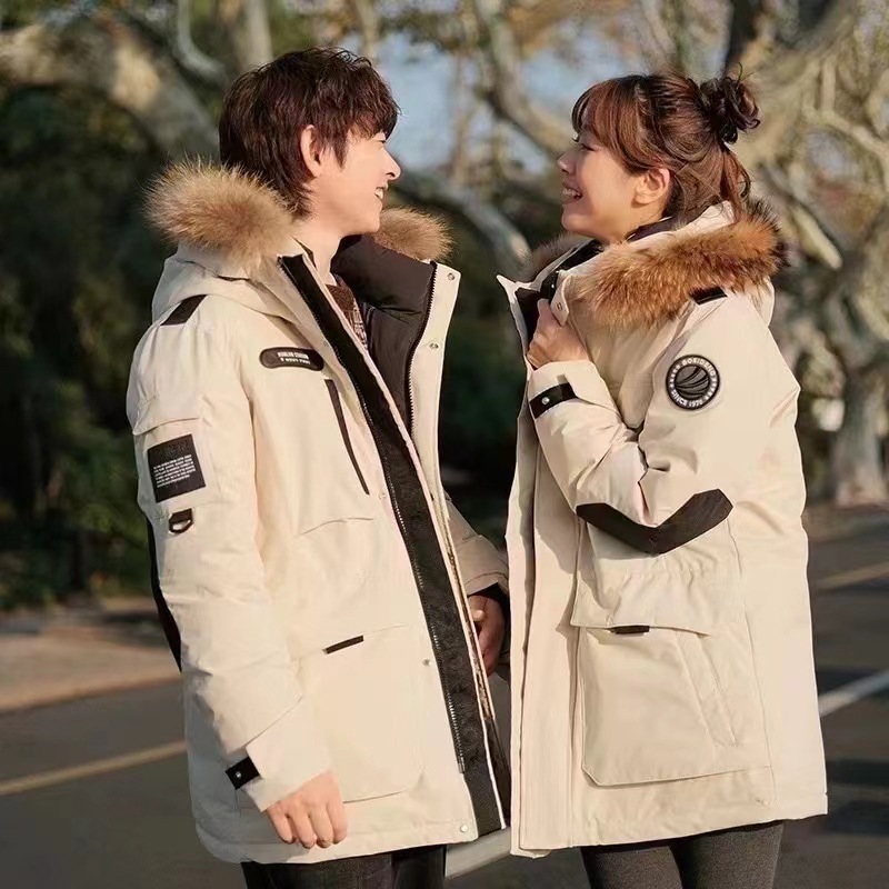 Men's Down Jacket With Fur Collar Unisex Outdoor Duck Jacket_voghion.com