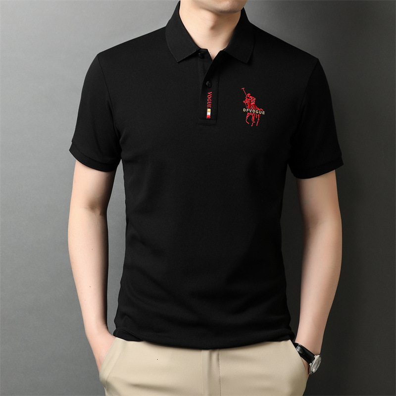 Verano de los hombres de manga corta Camiseta Paul de gama alta bordado solapa Polo Comercio exterior pesado de media manga superior de los hombres