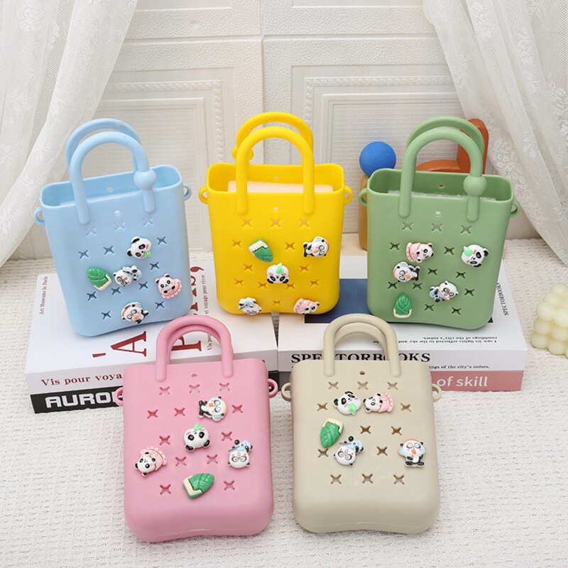 Silicone Cartoon Character Women's Bag Cute Handbag Soft Glue DIY Girls Beach Handbag Mobile Phone Cosmetics Bag